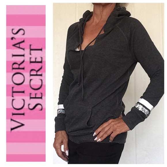 VICTORIAS SECRET SUPERMODEL ESSENTIALS HOODIE. XS/SMALL DARK GREY - Picture 3 of 16
